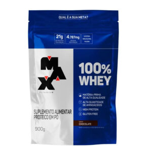 100% Whey - 900G Refil Chocolate - Max Titanium, Max Titanium
