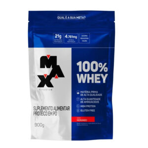 100% Whey - 900G Refil Morango - Max Titanium, Max Titanium