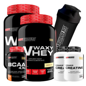 Kit 2x Waxy Whey Protein 900g + 2x Power Creatine 100G + BCAA 4.5 100G + Cocktail Shaker-Bodybuilders