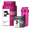 Combo Whey Feminino 900g, Creatina 150g E Coqueteleira 700ml