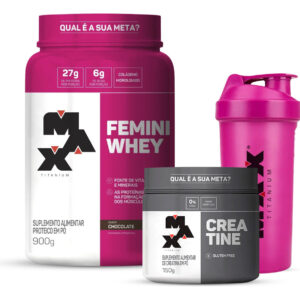 Combo Whey Feminino 900g, Creatina 150g E Coqueteleira 700ml