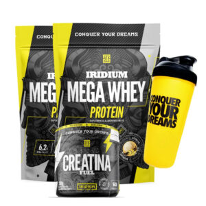 Kit 2x Whey Protein Mega + Creatine Fuel 300g + Cocktail Shaeler-Iridium Labs