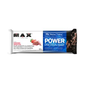 Power Protein Bar Caixa com 8 Unidades (720G) - Morango Sensation - Max Titanium