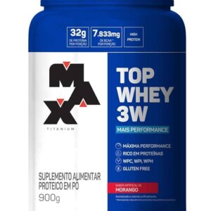 Top Whey 3W Mais Performance 900g Morango - Max Titanium